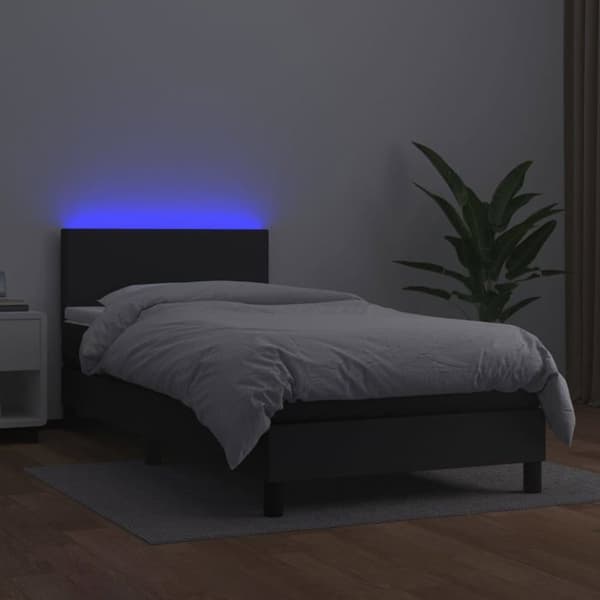 Maison Exclusive - Sengebund med lameller og madras samt LED Sort 90x190 cm