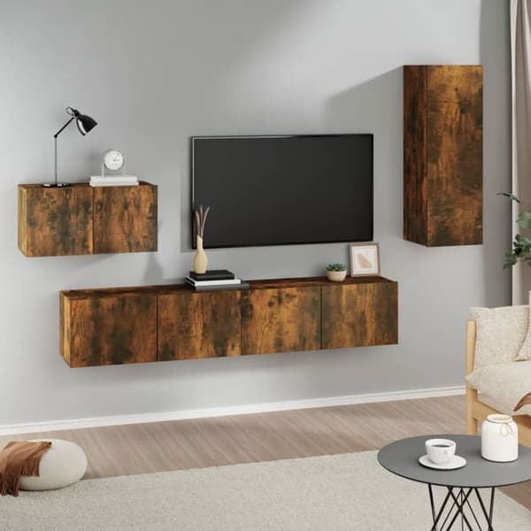 Maison Exclusive - 4 dele TV-møbel sæt Røget eg Ingeniørtræ