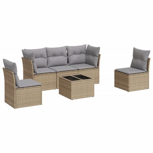 Maison Exclusive - Trädgårdsmöbler med kuddar 6 delar beige flätad resin