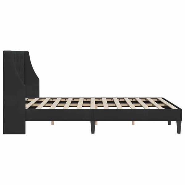 Sengestel - EKSKLUSIV HUS - 140 x 200 cm - Sort - Velour - Lamelseng Svart