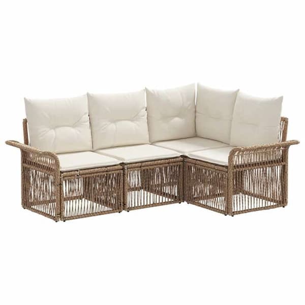 Maison Exclusive - 4-delars trädgårdsoff-set i beige polyrotting