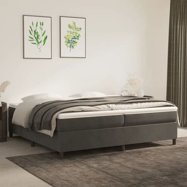 Maison Exclusive - Sänkylaatikko ja harmaa samettimatrassi 200x200cm