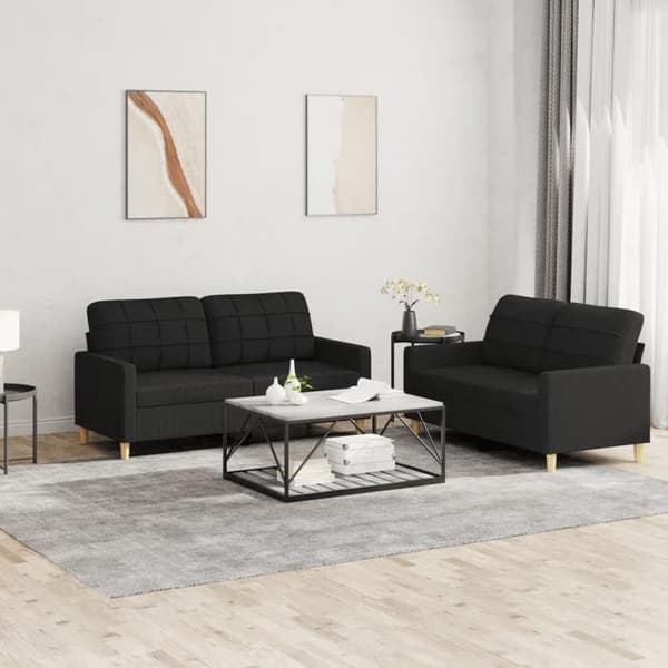 Maison Exclusive - 2 kpl sohvasetti tyynyillä Musta Kangas