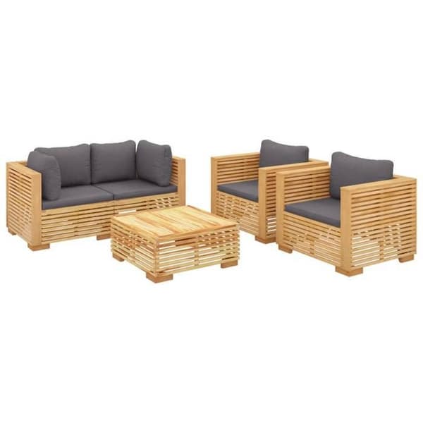 Maison Exclusive - Havegruppe 5 stk med puder i solid teaktræ