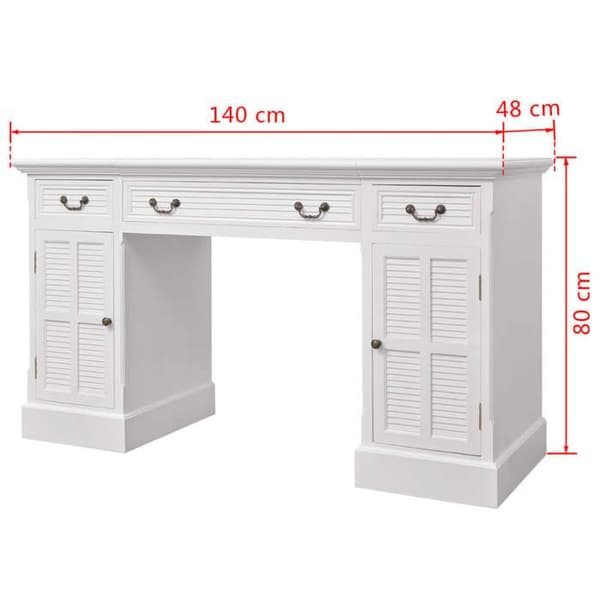 Maison Exclusive - Dubbelpedestal Kontor Vit 140 x 48 x 80 cm matt vit