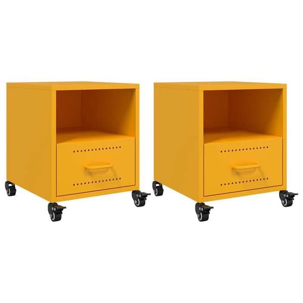 Maison Exclusive - Sängbord 2 st senapsgul 36x39x43,5 cm stål