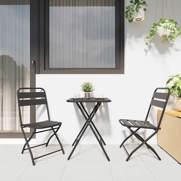 Ensemble bistro - EXKLUSIVT HUS - Bistroset 3 delar - Antracit - Stål - Fällbar antracit