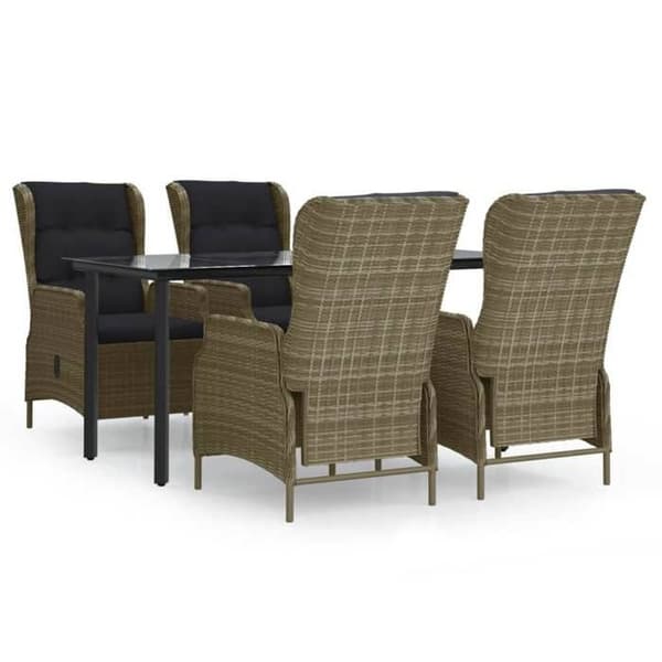 Maison Exclusive - Trädgårdsset 5 delar Brun Flätad Resin
