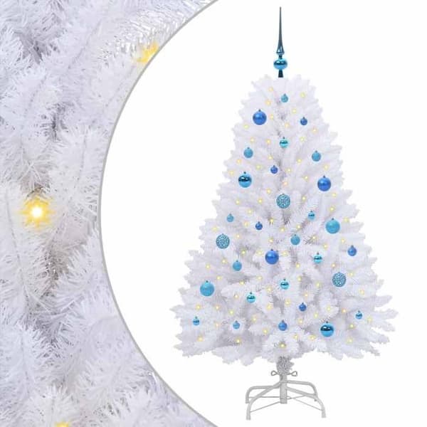 Kunstigt juletræ - EKSKLUSIV HUS - Ledede grene - 150 cm - Hvid - LED 8 tilstande - USB 5V Vit