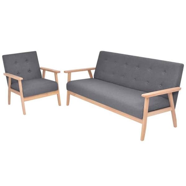 Maison Exclusive - 2-delt sofasæt, mørkegråt stof mörkgrå