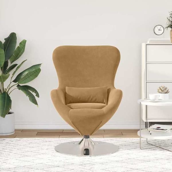 Fåtöljer & Relaxfåtöljer - MAISON EXCLUSIVE - Äggfåtölj - Brun sammet - 360° svängbar bas - Armstöd brun