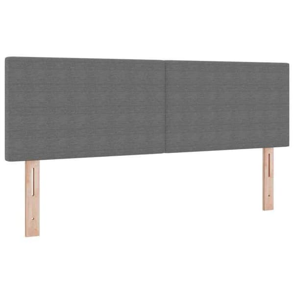 Sänggavel - EXKLUSIV HEM - 160 cm - Ljusgrå - Inbyggd LED - Ribbad sammet Ljusgrått