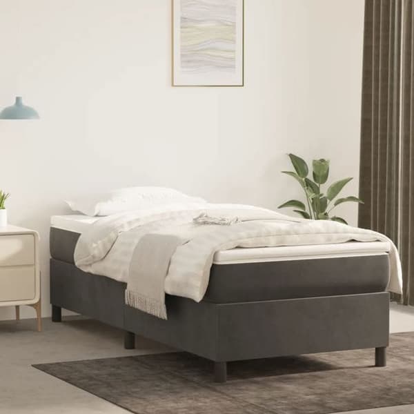 Maison Exclusive - Tummanharmaa sänkykehys puulistoilla 80x200 cm sametti mörkgrå