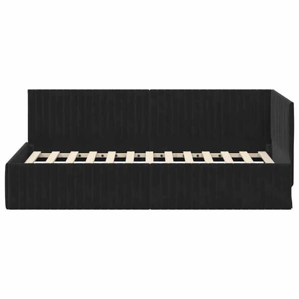 Maison Exclusive - Musta kulmasänky 90 cm x 200 cm Sametti