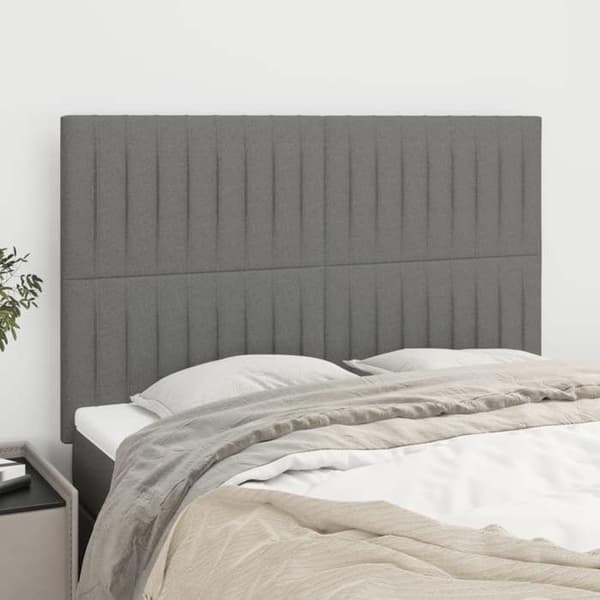 Maison Exclusive - Mörkgrå sänggavel 144 x 5 x 118/128 cm Tyg Mörkgrå