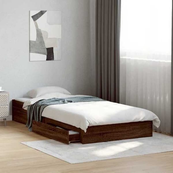 Maison Exclusive - Sengestel med skuffer uden madras, egetræ brun 75x190 cm Brun ek