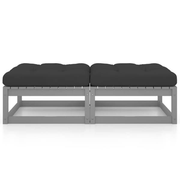 Maison Exclusive - Trädgårdsfotpall med kuddar, set om 2, av solid furu grå