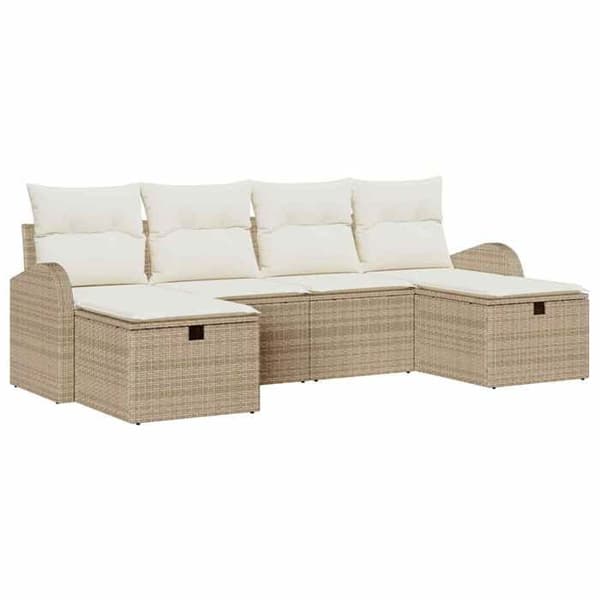 Maison Exclusive - 6 osan beige polyrottinkinen puutarhakalustesetti