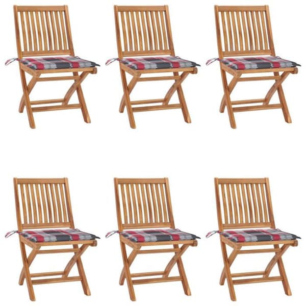Maison Exclusive - Fällbara trädgårdsstolar med kuddar, set om 6, Teakträ