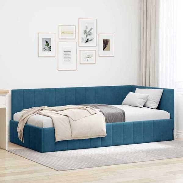 Maison Exclusive - Sininen kulmasänky 90 x 190 cm Sametti Blå