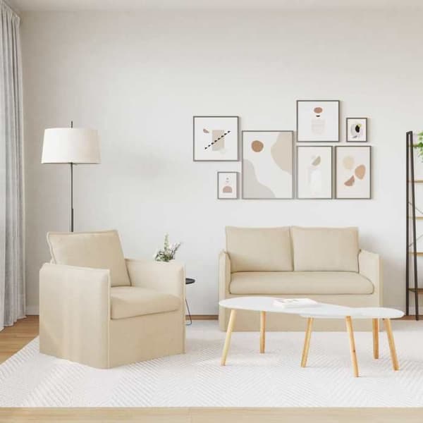 Maison Exclusive - 2 kpl sohvasetti, kerma, kangas Grädde