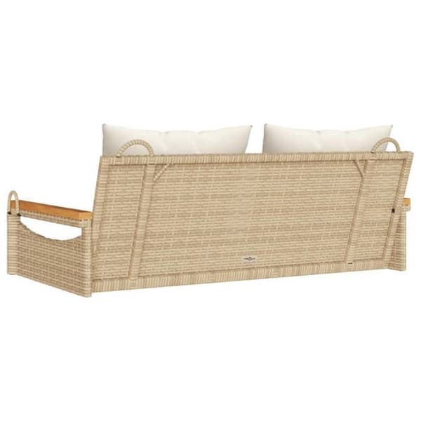 Maison Exclusive - Balanssoffa med beige kuddar 109x62x40 cm flätad resin