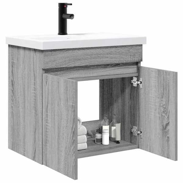 Maison Exclusive - Badrumsmöbel med kran Sonoma grå
