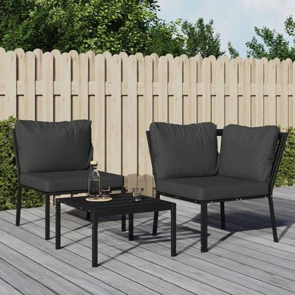 Trädgårdsstol - EXKLUSIV HEM - 76 x 76 x 79 cm - Pulverlackerad stål - Grå vadderade kuddar - Modulär Grå