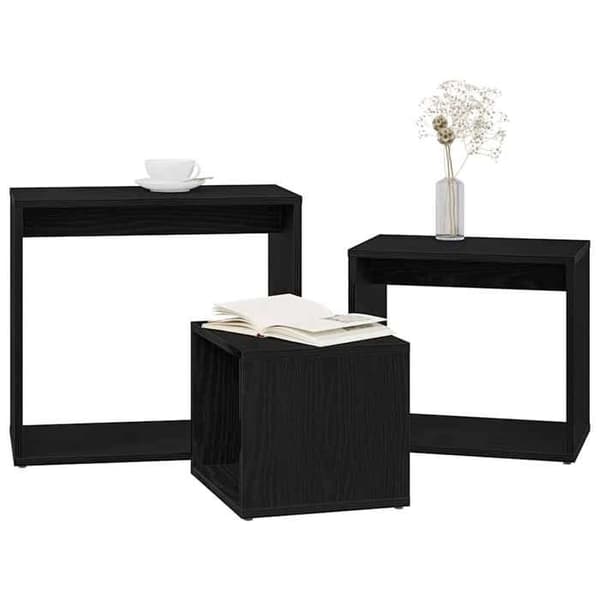Maison Exclusive - 3 stk. Borde i sort egetræ 55 x 30 x 50 cm Ingeniørtræ