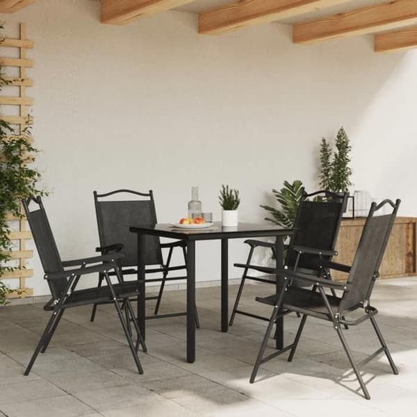 Maison Exclusive - Fällbara stolar, set om 4, grå melerad, stål och textilene Ljunggrå