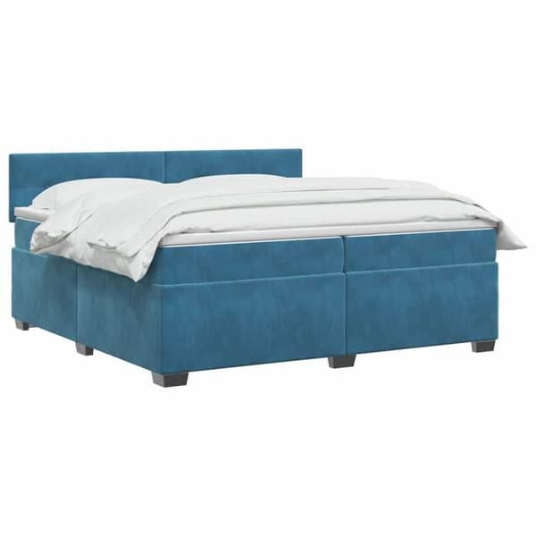 Maison Exclusive - Boxspring seng med madras Mørkeblå 200 x 200 cm Velour Mörkblå