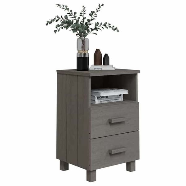 Maison Exclusive - HAMAR Yöpöytä Harmaa 40x35x62 cm Massiivipuu