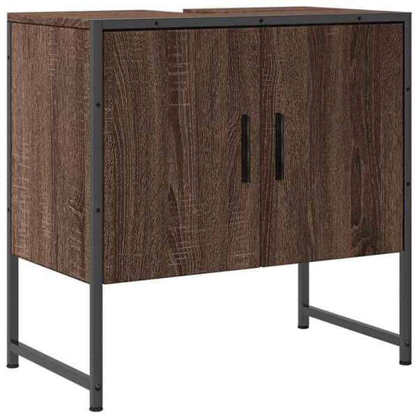 Maison Exclusive - Badeværelsesskab med vask, brunt egetræ 60x33x60 cm