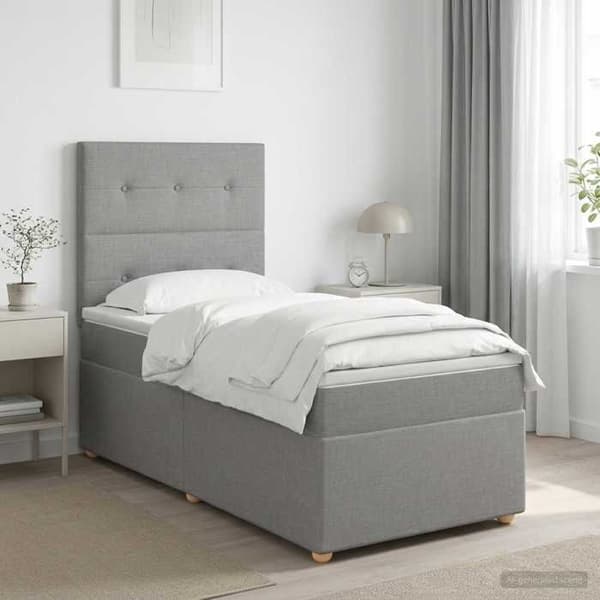 Maison Exclusive - Boxspring säng med madrass Ljusgrå 90 x 200 cm Tyg Ljusgrått