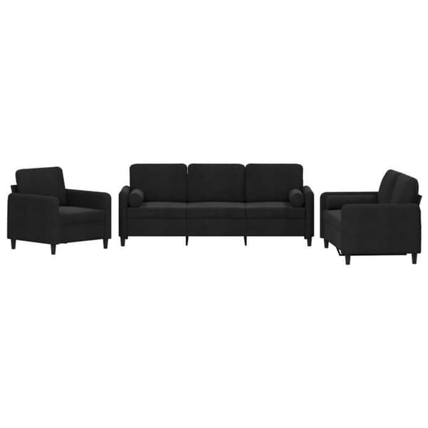 Maison Exclusive - Sæt af 3 sofaer med sorte velourpuder