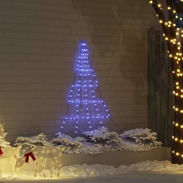 LED Juletræ - EKSKLUSIV HUS - med jordspyd - Blå - 182 cm - USB Blå