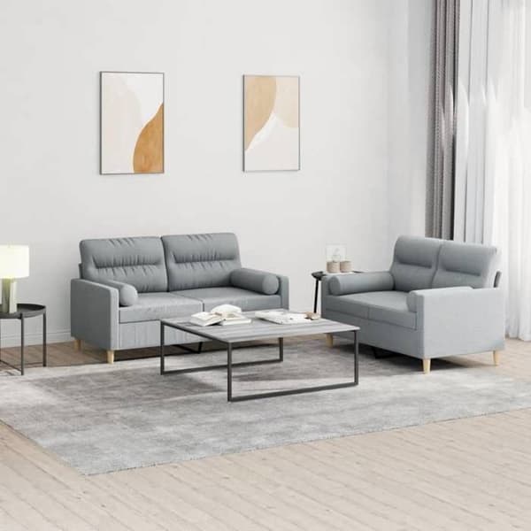 Maison Exclusive - 2 kpl vaaleanharmaita sohvatyynyjä kankaasta Ljusgrått
