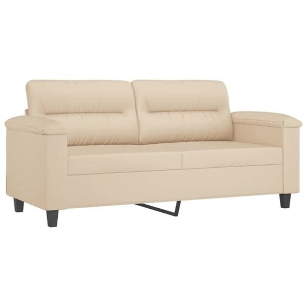 Maison Exclusive - 3-delars soffgrupp med kuddar i crèmefärgad mikrofiber