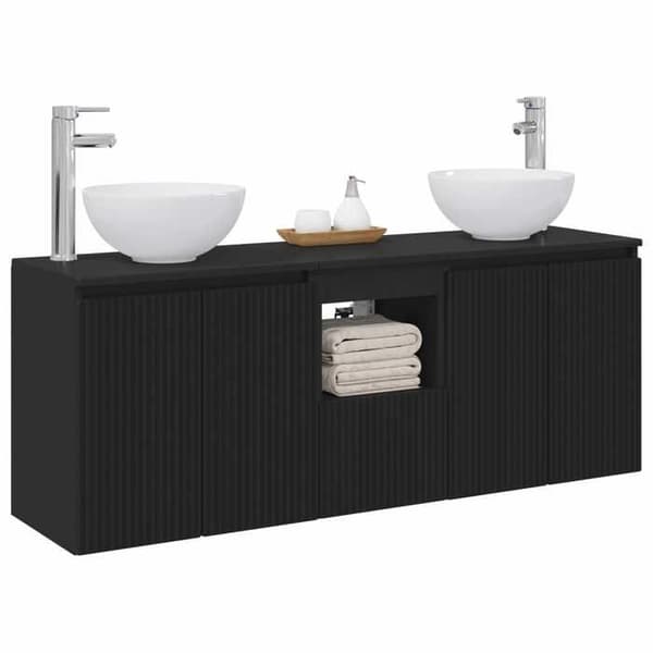 Maison Exclusive - Badeværelsesskabssæt 3 stk Sort 129 x 41 x 80 cm