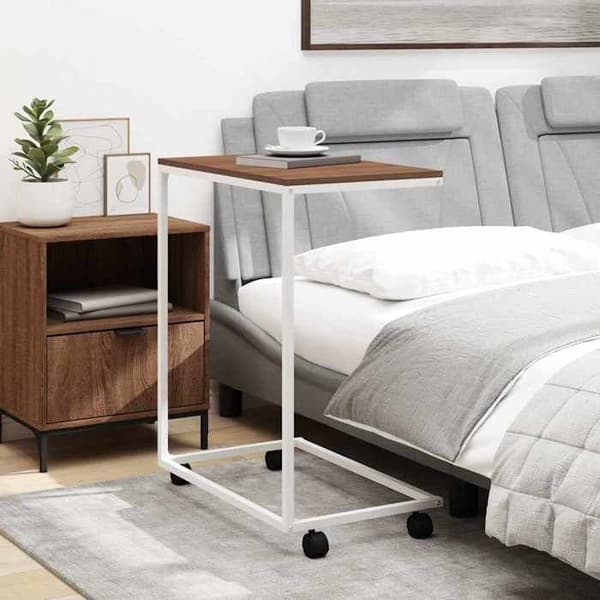 Sidebord - MAISON EXCLUSIVE - Model C - Hvid - Ingeniørtræ - Med hjul Vit