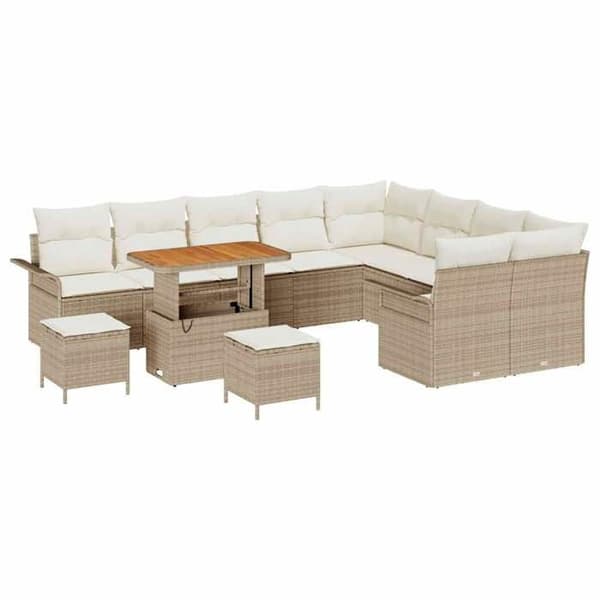 Maison Exclusive - 12 osan puutarhakalustesarja, beige polyrottinki beige