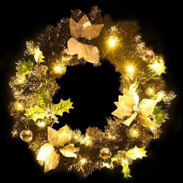 Julekrans - EKSKLUSIV HUS - 60 cm - Sort - PVC - LED USB Svart