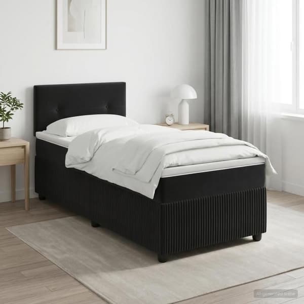 Maison Exclusive - Boxspring-sänky mustalla patjalla 100 x 200 cm Sametti Svart