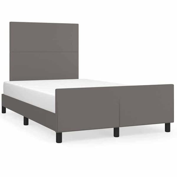 Sengestel - EKSKLUSIV HUS - 120x200 cm - Syntetisk læder - Grå - Justerbar hovedgærde grå