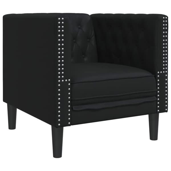 Maison Exclusive - Chesterfield sofa sæt 3 stk sort kunstlæder