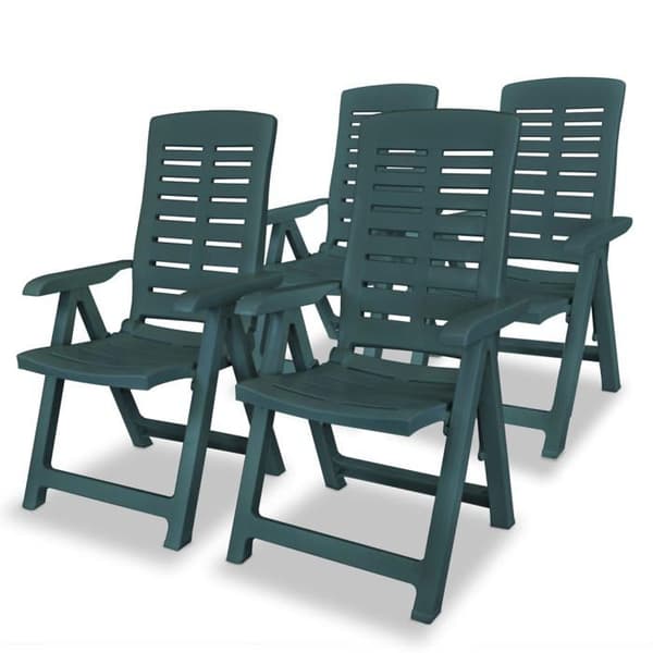 Maison Exclusive - Fällbara lutande stolar, set om 4, i grön plast Grön