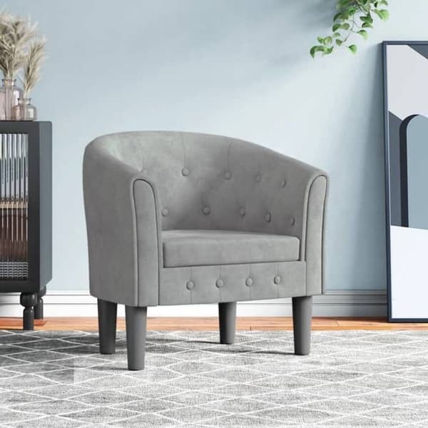 Maison Exclusive - Vaaleanharmaa samettinen nojatuoli