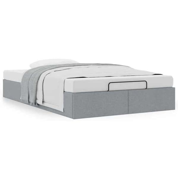 Sengestel ottoman - EKSKLUSIV HUS - 120x190 cm - Lys grå - Polyesterstof - Hydraulisk opbevaring Ljusgrått