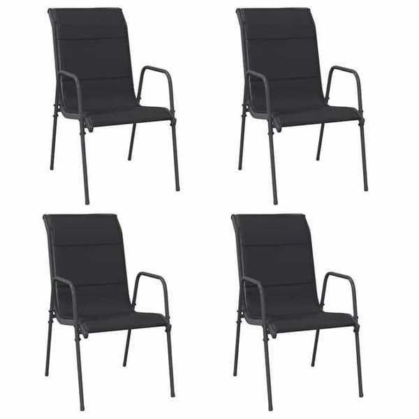 Maison Exclusive - Puutarhatuolit 4 kpl Teräs ja tekstiili Musta