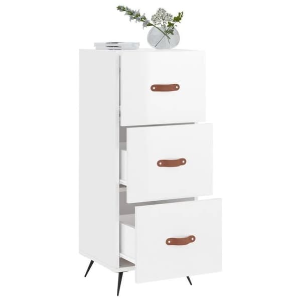 Maison Exclusive - Buffé Vit glänsande 34,5x34x90 cm Ingenjörsträ